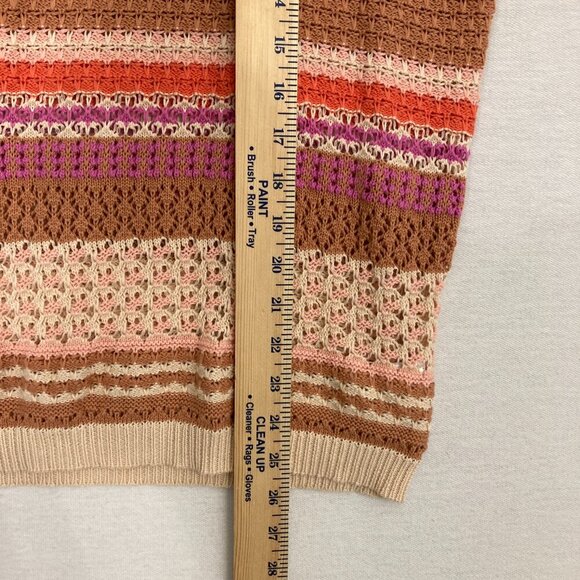 Heartloom Multi Color Striped Open Knit Sleeveless Crochet Knit Top Medium - Picture 5 of 9